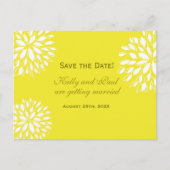 黄色と白のモダンフローラ結婚のはがき 案内ポストカード (正面)