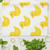 黄色と白のラバーダック、ダッキー(アヒルちゃん) キッチンタオル (折り畳み)