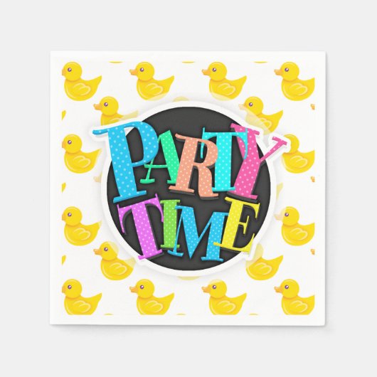 黄色と白のラバーダック、ダッキー（アヒルちゃん） スタンダードカクテルナプキン (正面)