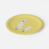 黄色と白のラマ男女兼用ベビーシャワー ペーパープレート (アングル)