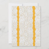 黄色と白のレースの結婚式リハーサル招待状 招待状 (裏面)