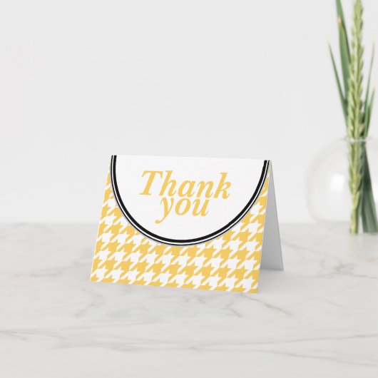 黄色と白の千鳥格子のカスタムサンキューカード サンキューカード (正面)