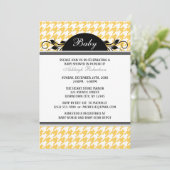 黄色と白の千鳥格子のベビーシャワー招待状 招待状 (スタンド正面)