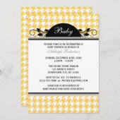 黄色と白の千鳥格子のベビーシャワー招待状 招待状 (正面/裏面)