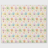 黄色と白の可愛いバブルティーストライプ ラッピングペーパー (フラット)
