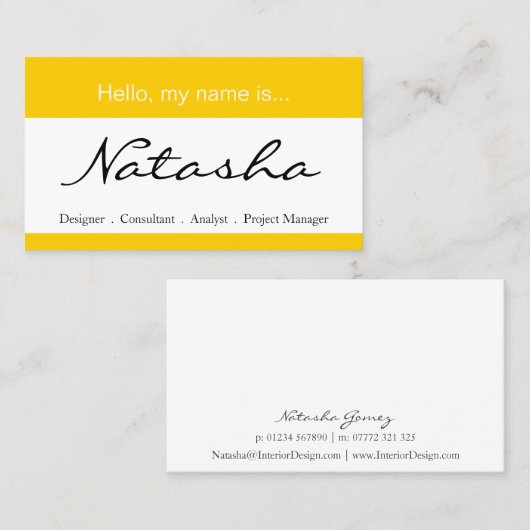 黄色と白の名企業の前タグ – 名刺 (正面/裏面)