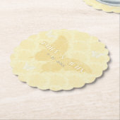黄色と白の国の蝶結婚の ペーパーコースター (アングル)