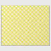 黄色と白の市松模様にパターン(ハート付) ラッピングペーパー (フラット)