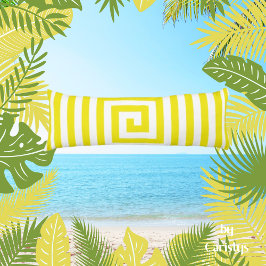 黄色と白の幾何学反転無地の ボディピロー