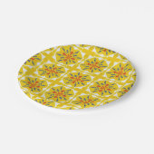 黄色と白の幾何学模様 ペーパープレート (アングル)