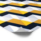 黄色と白の幾何学的なキュービックパターン ポスター (角)