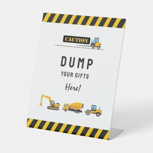 黄色と白の建築パーティーギフトサイン 台座サイン (正面)