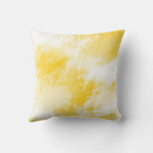 黄色と白の抽象芸術ブラシストローク クッション (裏面)
