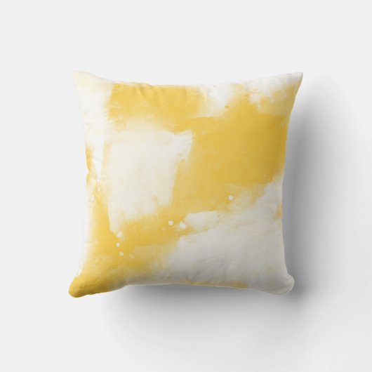 黄色と白の抽象芸術モダンブラシストローク クッション (裏面)