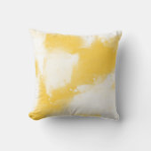 黄色と白の抽象芸術モダンブラシストローク クッション (正面)