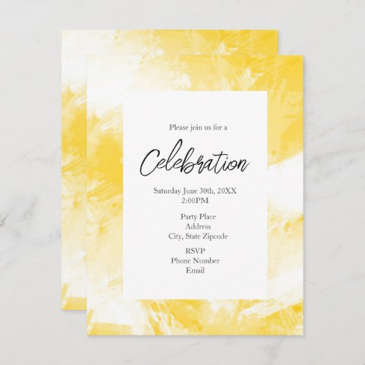 黄色と白の抽象芸術 招待状 (正面/裏面)