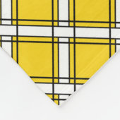 黄色と白の格子模様 フリースブランケット (角)