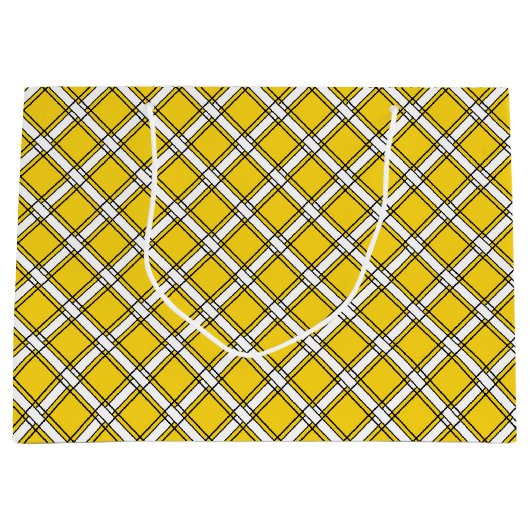 黄色と白の格子模様 ラージペーパーバッグ (正面)