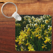 黄色と白の水仙の春の花 キーホルダー (正面)