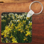 黄色と白の水仙の春の花 キーホルダー (裏面)