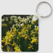 黄色と白の水仙の春の花 キーホルダー (裏面)