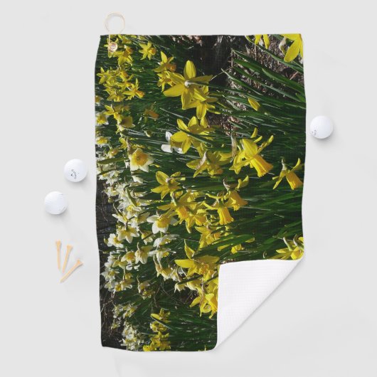 黄色と白の水仙の春の花 ゴルフタオル (インサイチュ)