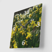 黄色と白の水仙の春の花 スクエア壁時計 (傾斜)