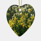 黄色と白の水仙の春の花 セラミックオーナメント (左)