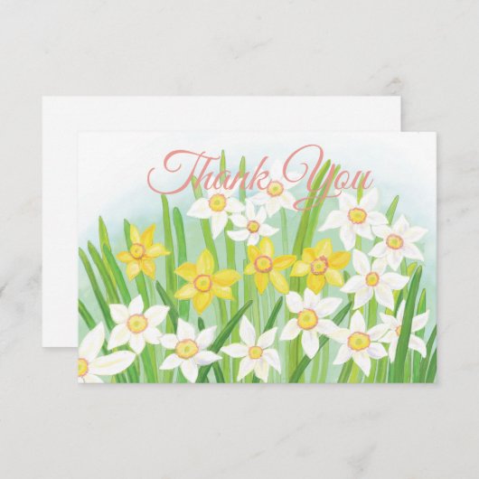 黄色と白の水仙 サンキューカード (正面/裏面)