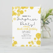 黄色と白の水玉模様の風船サプライズパーティー 招待状 (スタンド正面)