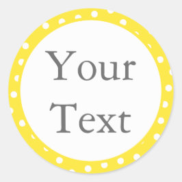 黄色と白の水玉模様ステッカーとカスタム文字 ラウンドシール