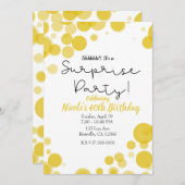 黄色と白の水玉模様バブル驚きのパーティー 招待状 (正面/裏面)