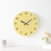 黄色と白の水玉模様パターン。 ラージ壁時計 (ホーム)