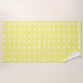 黄色と白の水玉模様 ビーチタオル