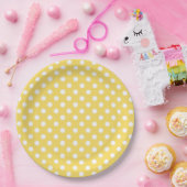 黄色と白の水玉模様 ペーパープレート (パーティー)