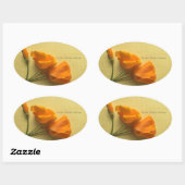 黄色と白の水玉模様 楕円形シール (シート)