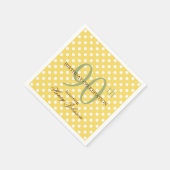 黄色と白の水玉模様 90歳の誕生日用紙 スタンダードカクテルナプキン (角)