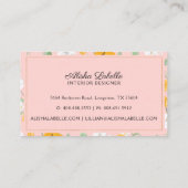 黄色と白の水色ワイルドフラワーフローラリーフ 名刺 (裏面)