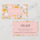 黄色と白の水色ワイルドフラワーフローラリーフ 名刺 (正面/裏面)