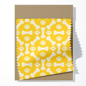 黄色と白の犬の骨と手の印刷パターン ファブリック