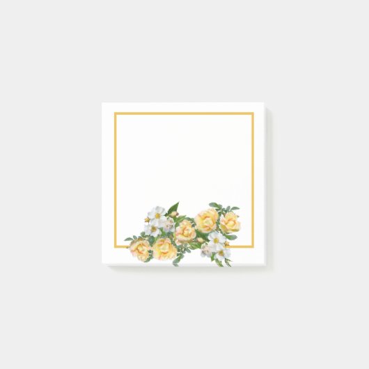 黄色と白の花が咲く窓 – ポストイット (正面)