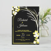 黄色と白の花の黒い招待 招待状 (スタンド正面)