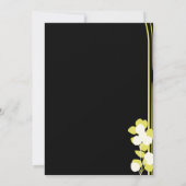 黄色と白の花の黒い招待 招待状 (裏面)
