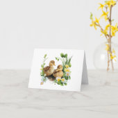 黄色と白の花を持つアヒル空白の カード (黄色い花)