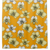 黄色と白の蘭の花 シャワーカーテン (正面)