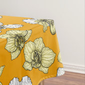 黄色と白の蘭の花 テーブルクロス (インサイチュ)