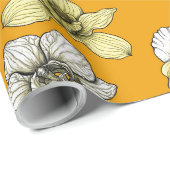 黄色と白の蘭の花 ラッピングペーパー (ロールコーナー)