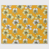 黄色と白の蘭の花 ラッピングペーパー (フラット)