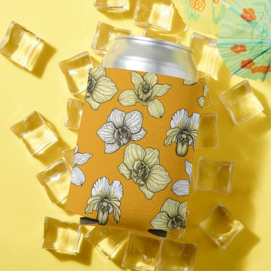 黄色と白の蘭の花 缶クーラー (インサイチュ 夏)