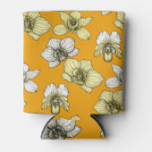 黄色と白の蘭の花 缶クーラー (正面)